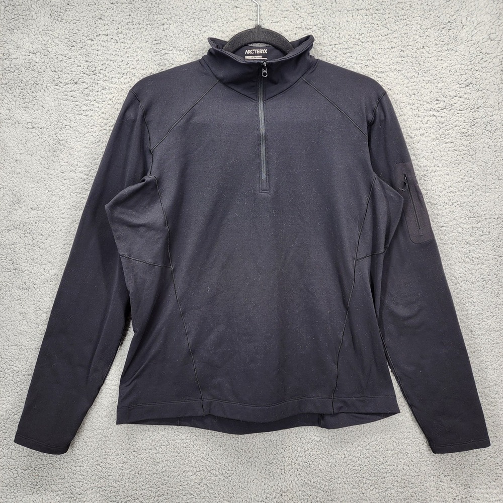 Arc'teryx Women's Large Fleece‎ Pullover Base Layer Black Quarter Zip Outdoor